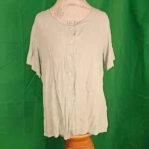 Jams World Womens Green Short‎ Sleeve Button Down Shirt Blouse XL